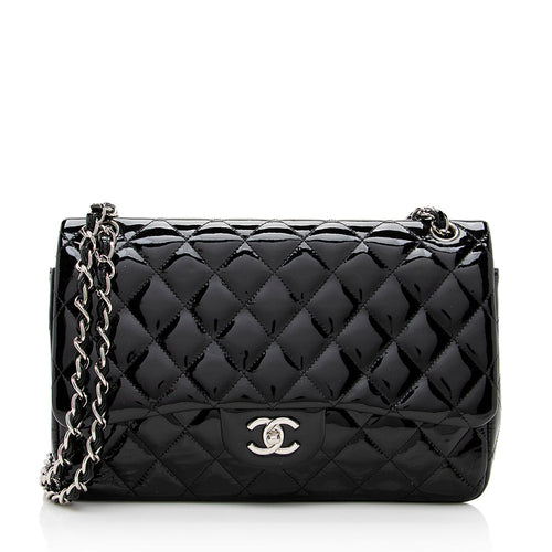 Chanel Patent Leather Classic Jumbo Double Flap Shoulder Bag (SHF-19063)