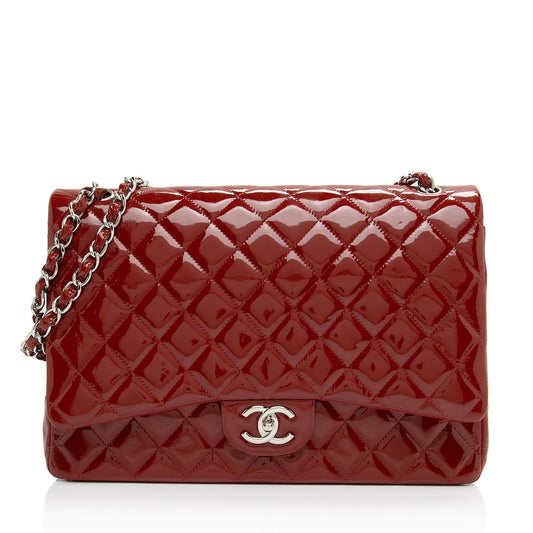 Chanel Patent Leather Classic Maxi Double Flap Bag (SHF-g5wkOe)