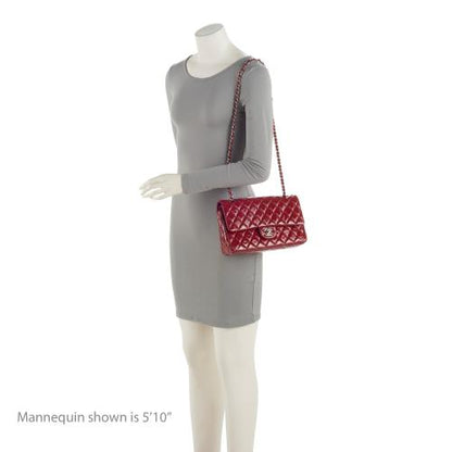 Chanel Patent Leather Classic Medium Double Flap Bag (SHF-BwsnL1)