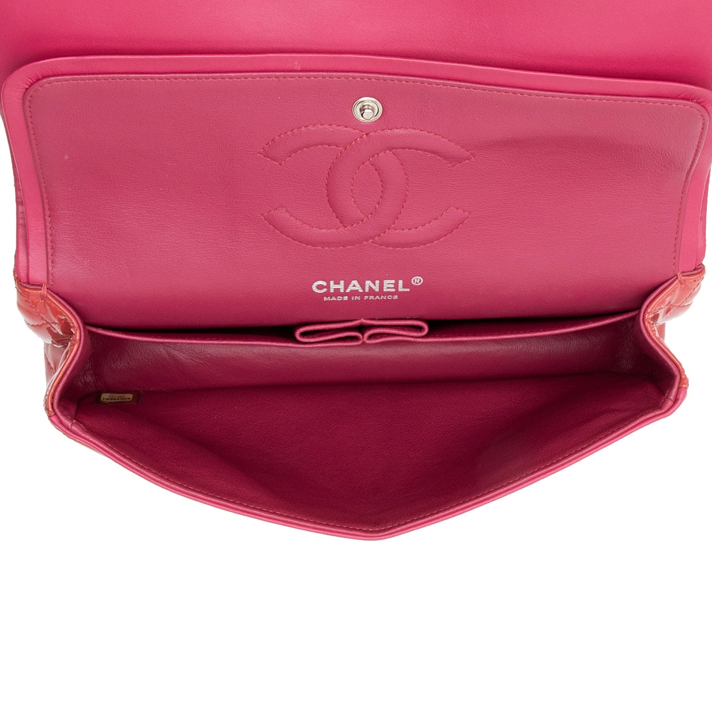 Chanel Patent Leather Classic Medium Double Flap Bag (SHF-4dhv1Q)