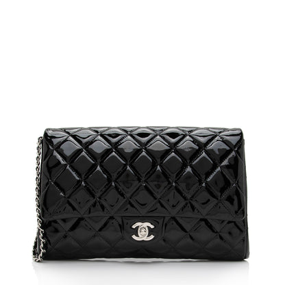 Chanel Patent Leather Flap Clutch on Chain (SHF-9c9WQx)