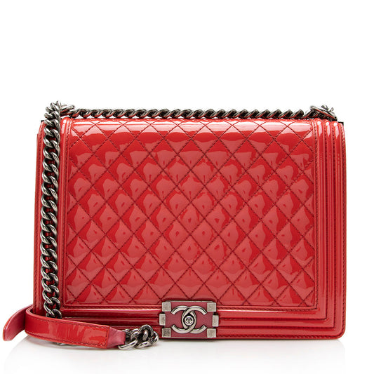 Chanel Patent Leather Large Boy Bag (SHF-15376)