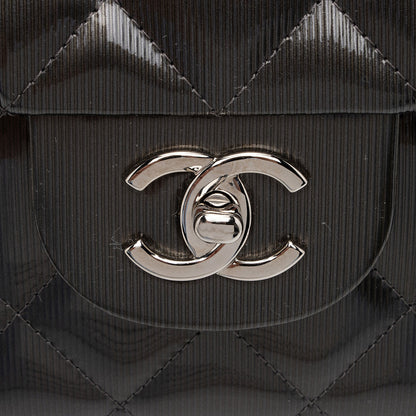 Chanel Patent Leather Stripe Classic Jumbo Double Flap Bag (SHF-xHciHb)