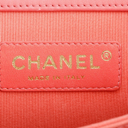 Chanel Pink Chevron Calfskin Leather North/South Boy Bag