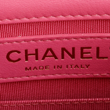 Chanel Pink Lambskin Leather North/South Boy Bag w/ Authenticity