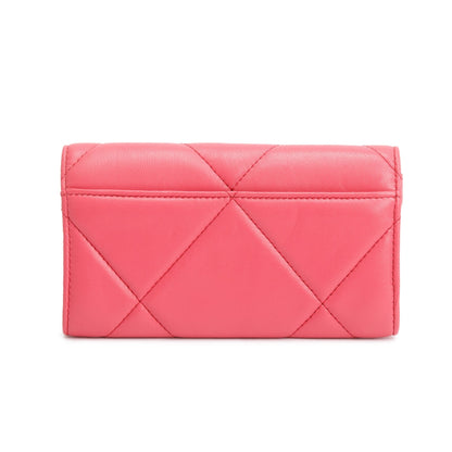 Chanel Pink Leather 19 Flap Wallet W/ Box & Authenticity Card