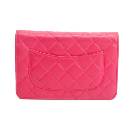 Chanel Pink Quilted Lambskin Leather Classic Wallet on Chain w/ Authenticity Card