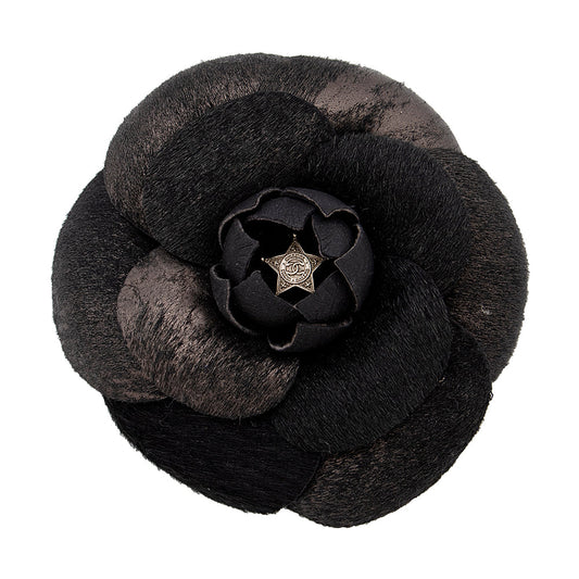 Chanel Pony Hair Camellia Brooch - FINAL SALE (SHF-18552)