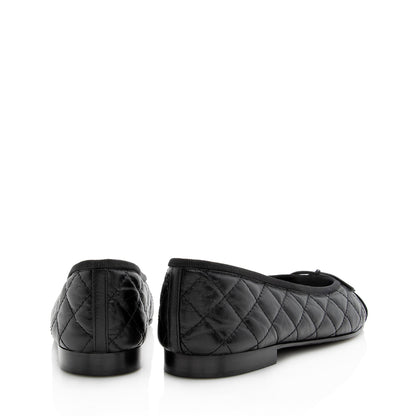 Chanel Quilted Calfskin Cap Toe Ballet Flats - Size 10 / 40 (SHF-22171)