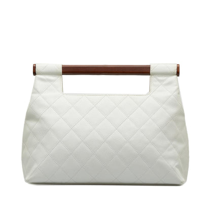 Chanel Quilted Caviar Wood Handle Tote Bag (SHG-McC69J)