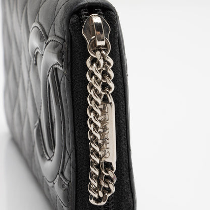 Chanel Quilted Lambskin Ligne Cambon Zip Around Wallet (SHF-zKBMJT)