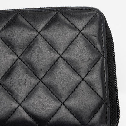 Chanel Quilted Lambskin Ligne Cambon Zip Around Wallet (SHF-zKBMJT)