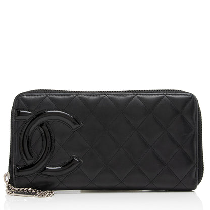 Chanel Quilted Lambskin Ligne Cambon Zip Around Wallet (SHF-zKBMJT)