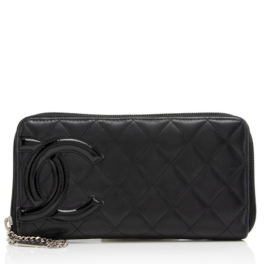 Chanel Quilted Lambskin Ligne Cambon Zip Around Wallet (SHF-zKBMJT)