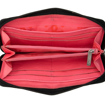 Chanel Quilted Lambskin Ligne Cambon Zip Around Wallet (SHF-zKBMJT)