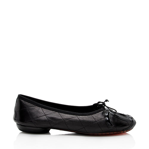 Chanel Quilted Leather Cambon Ballet Flats - Size 7 / 37 (SHF-18122)