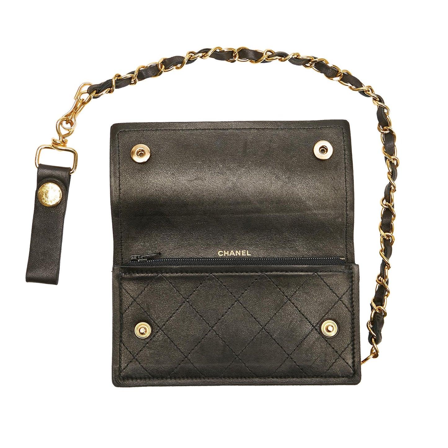 Chanel Quilted Leather Chain Wallet (SHG-36957)