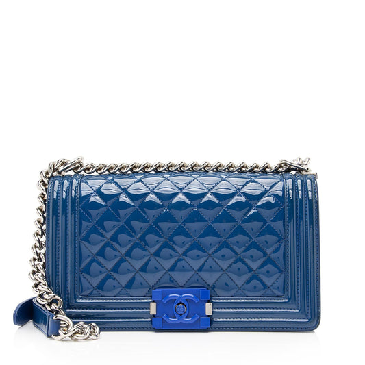 Chanel Patent Leather Plexiglass Medium Boy Bag (SHF-23613)