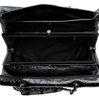 Chanel Quilted Patent Leather Ritz Flap Bag (SHF-17954)