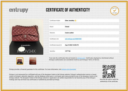 Chanel Red Quilted Caviar Leather Classic Jumbo Double Flap Bag w/ Box & Authenticity Card