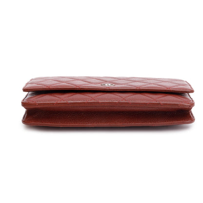 Chanel Red Quilted Caviar Leather Classic Wallet on Chain w/ Box & Authenticity Card