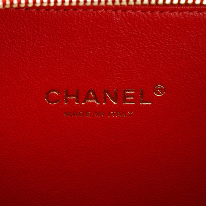 Chanel Red Quilted Caviar Leather Small CC Filigree Vanity Chain Clutch