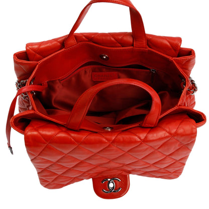 Chanel Red Quilted Lambskin Leather Chanel 3 Maxi Flap Bag w/ Authenticity Card