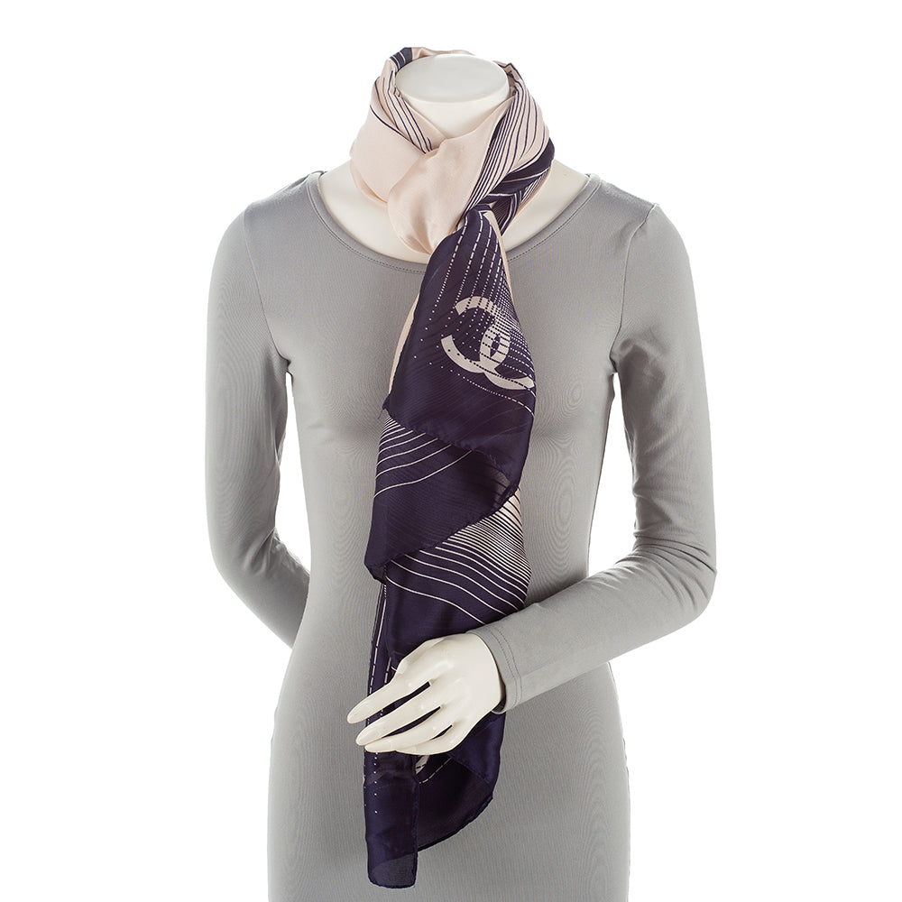 Chanel Silk CC Oversize Scarf (SHF-21869)