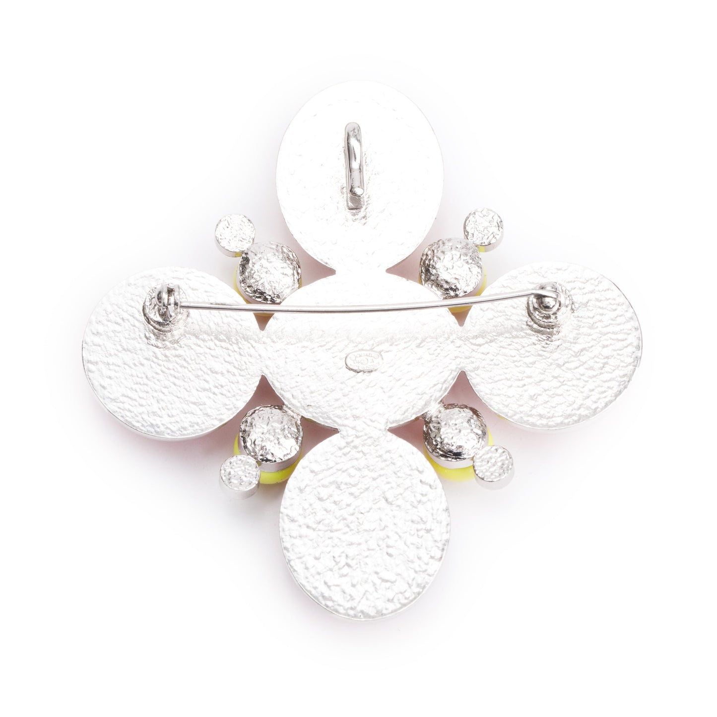 Chanel Silver Plated Cabochon Resin & Strass CC Cross Brooch