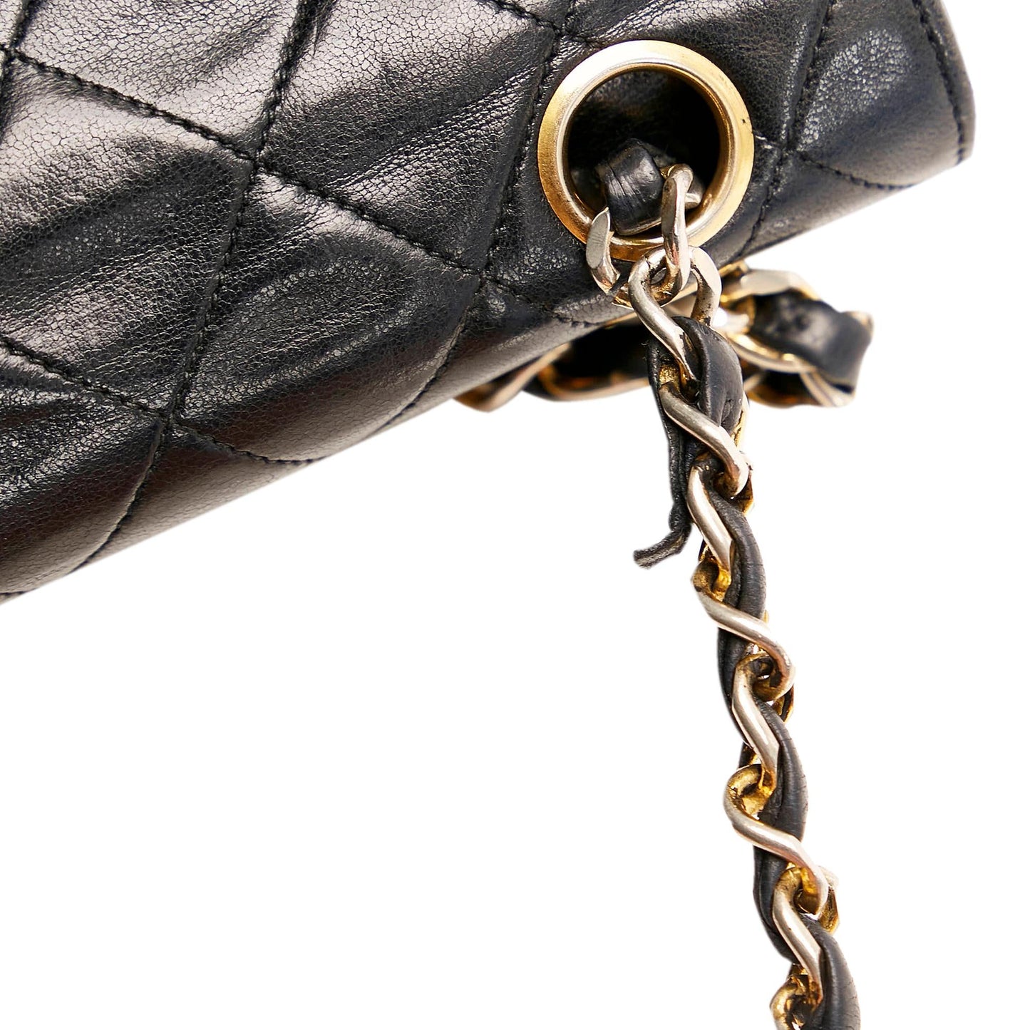 Chanel Small Classic Lambskin Leather Double Flap Bag (SHG-30354)