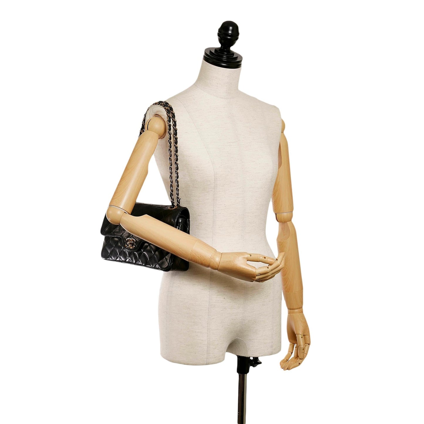 Chanel Small Classic Lambskin Leather Double Flap Bag (SHG-30354)