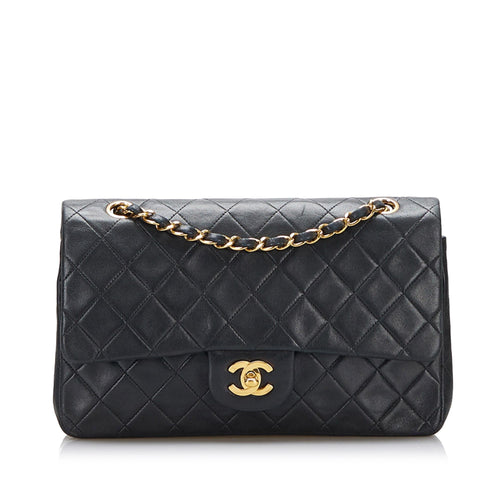 Chanel Small Classic Lambskin Leather Double Flap Bag (SHG-AUyedS)