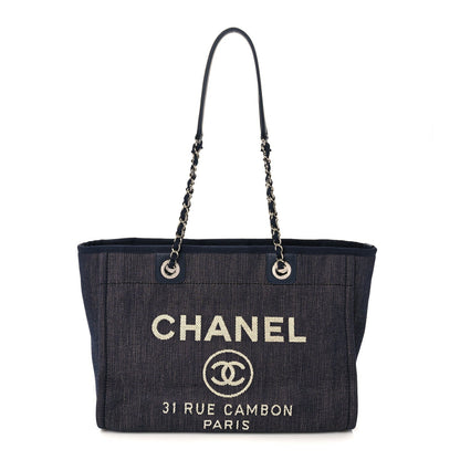 Chanel Small Deauville Tote Indigo Denim