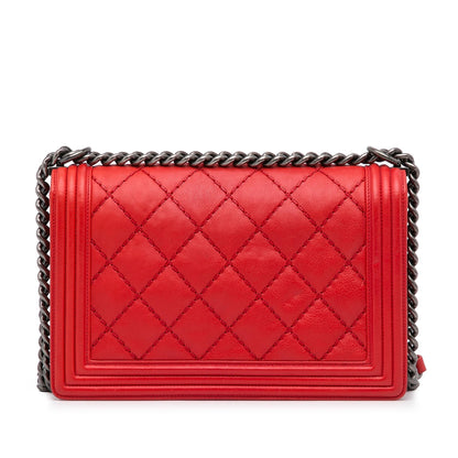 Chanel Small Lambskin Double Stitch Boy Flap (SHG-xZDUeB)