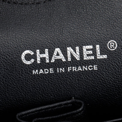 Chanel So Black Chevron Quilted Lambskin Leather Classic Medium Double Flap Bag