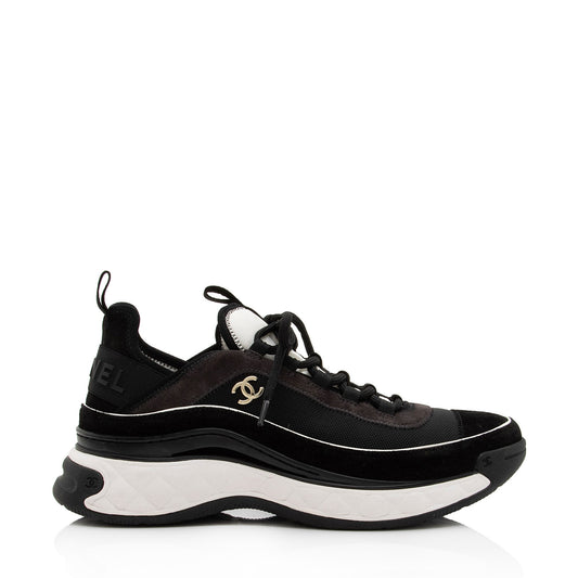 Chanel Suede Mesh CC Cap Toe Sneakers - Size 10.5 / 40.5 (SHF-ASezZ0)