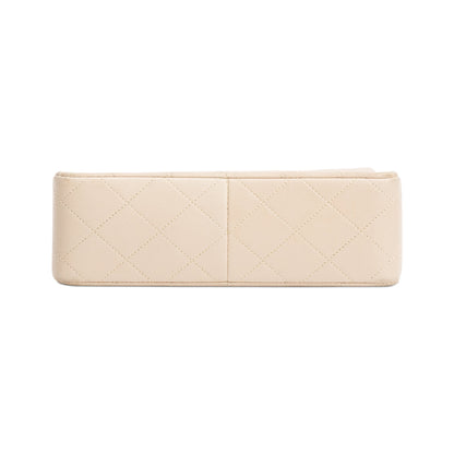 Chanel Vintage Beige Leather Small Square Single Flap Bag