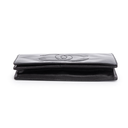 Chanel Vintage Black Patent Leather Timeless Wallet on Chain w/ Authenticity Card