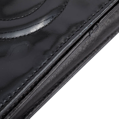 Chanel Vintage Black Patent Leather Timeless Wallet on Chain w/ Authenticity Card