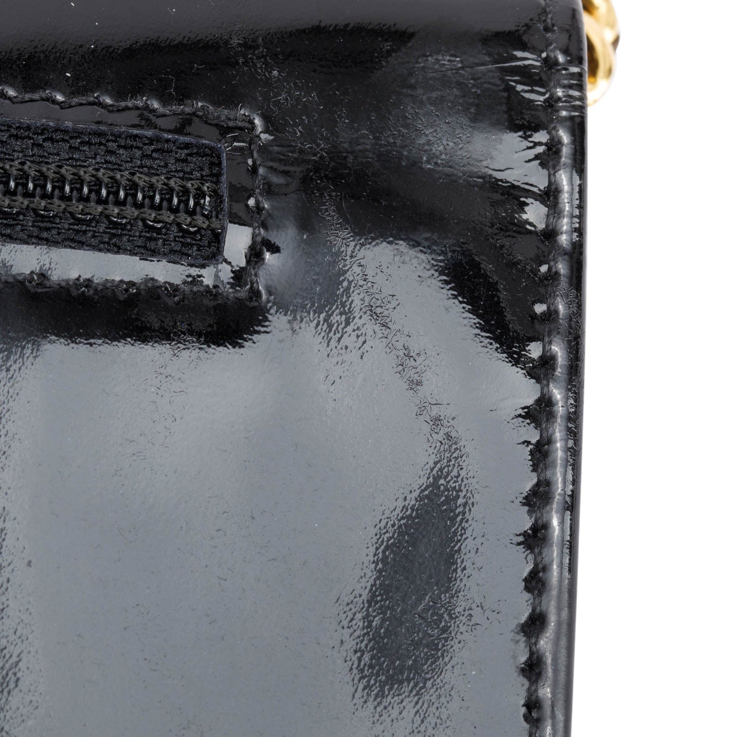 Chanel Vintage Black Patent Leather Timeless Wallet on Chain w/ Authenticity Card