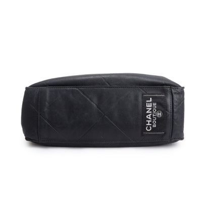 Chanel Vintage Black Quilted Lambskin Leather Tag Mini Tote Bag