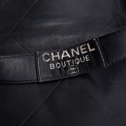 Chanel Vintage Black Quilted Lambskin Leather Tag Mini Tote Bag