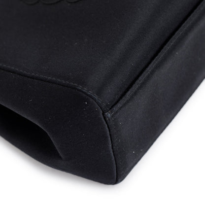 Chanel Vintage Black Satin Camelia Top Handle Bag w/ Authenticity Card