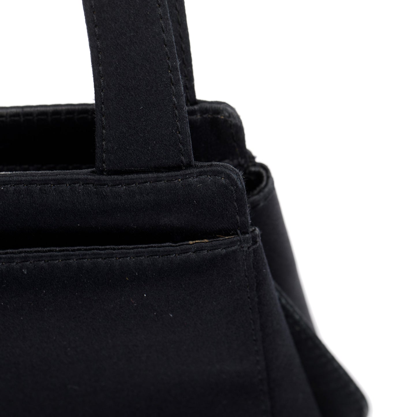 Chanel Vintage Black Satin Camelia Top Handle Bag w/ Authenticity Card