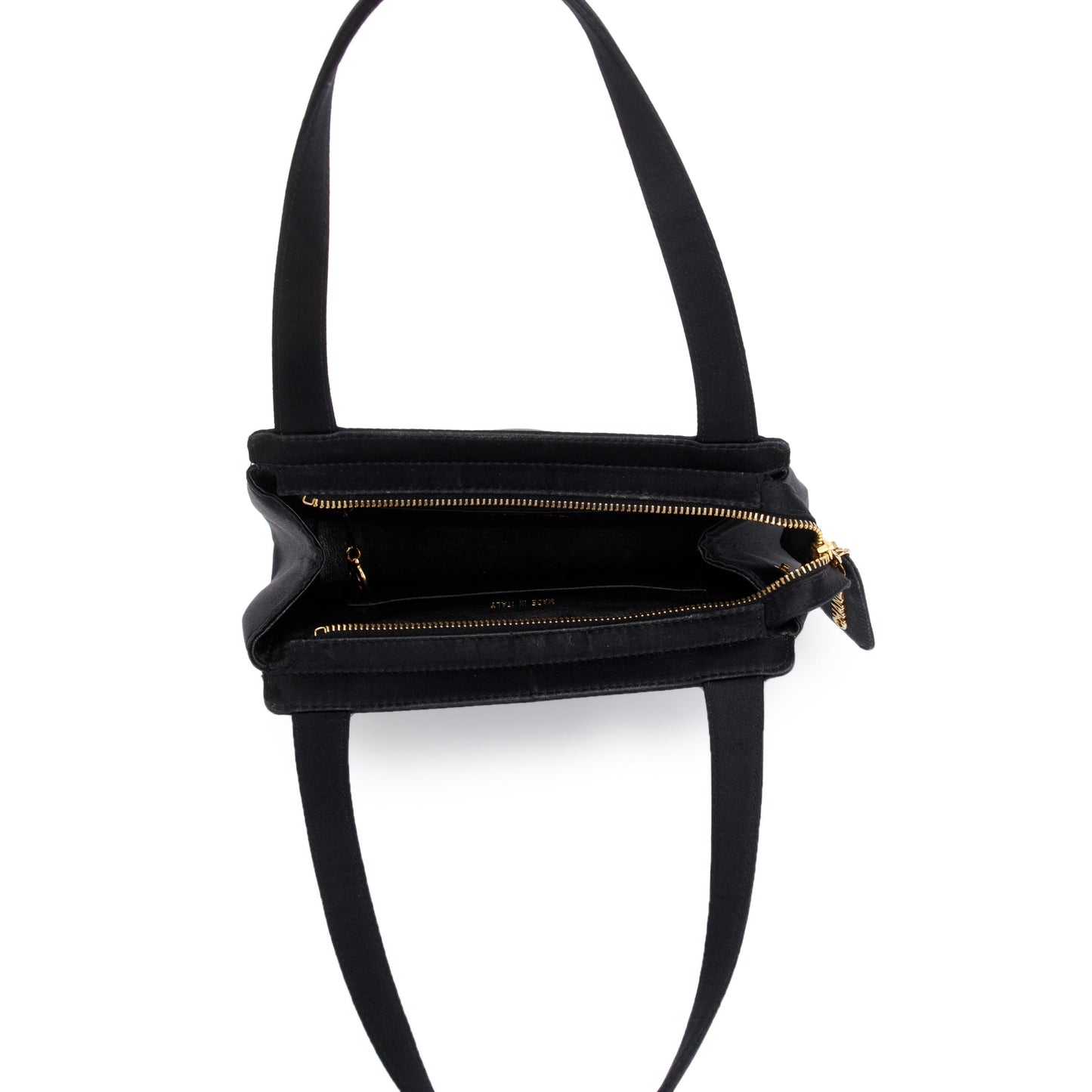 Chanel Vintage Black Satin Camelia Top Handle Bag w/ Authenticity Card