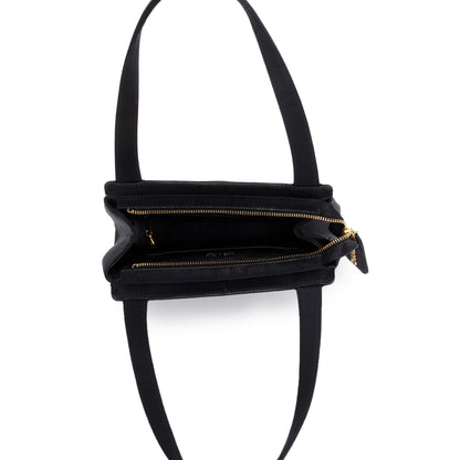 Chanel Vintage Black Satin Camelia Top Handle Bag w/ Authenticity Card