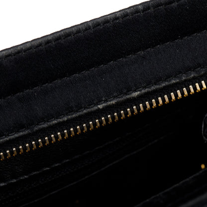 Chanel Vintage Black Satin Camelia Top Handle Bag w/ Authenticity Card