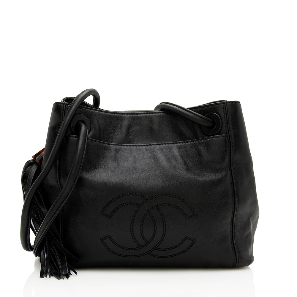 Chanel Vintage Leather CC Tassel Shoulder Bag (SHF-12835)
