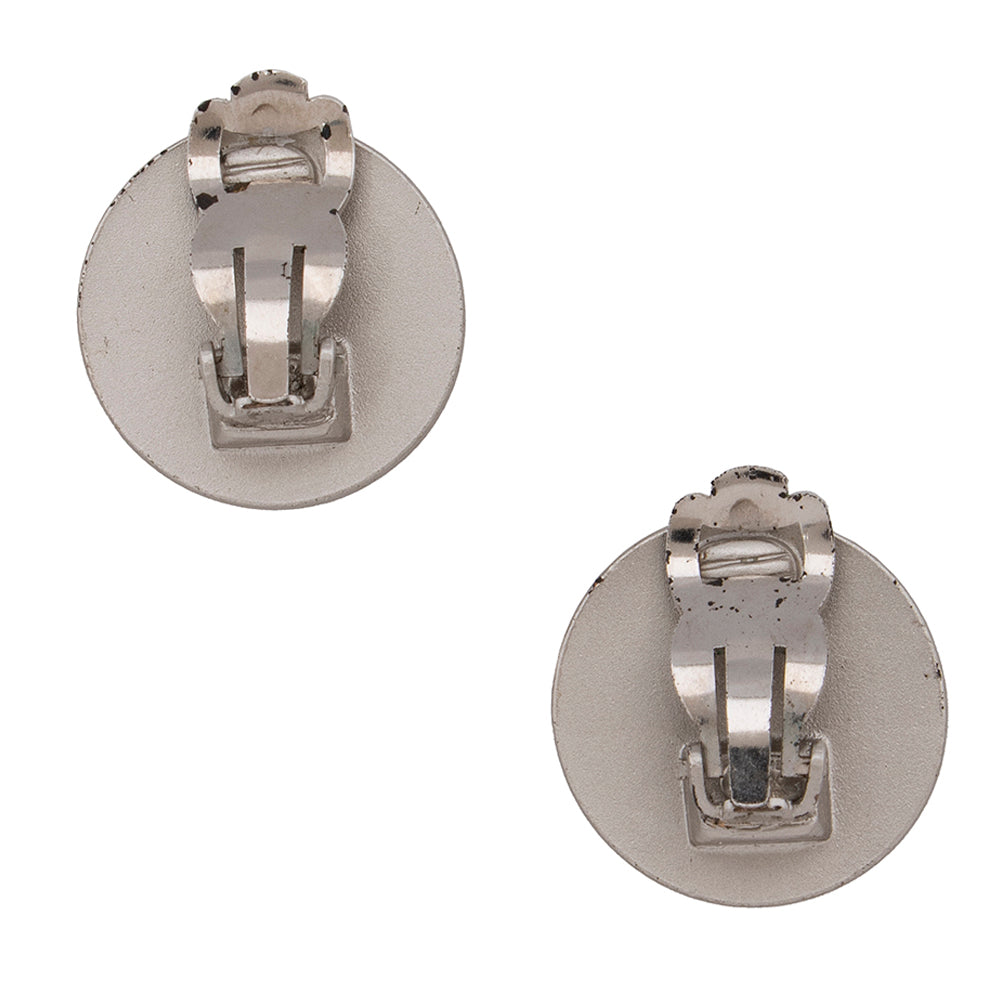 Chanel Vintage Logo Round Clip On Earrings (SHF-14409)