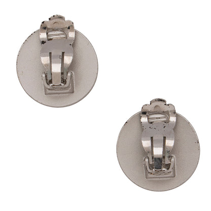 Chanel Vintage Logo Round Clip On Earrings (SHF-14409)